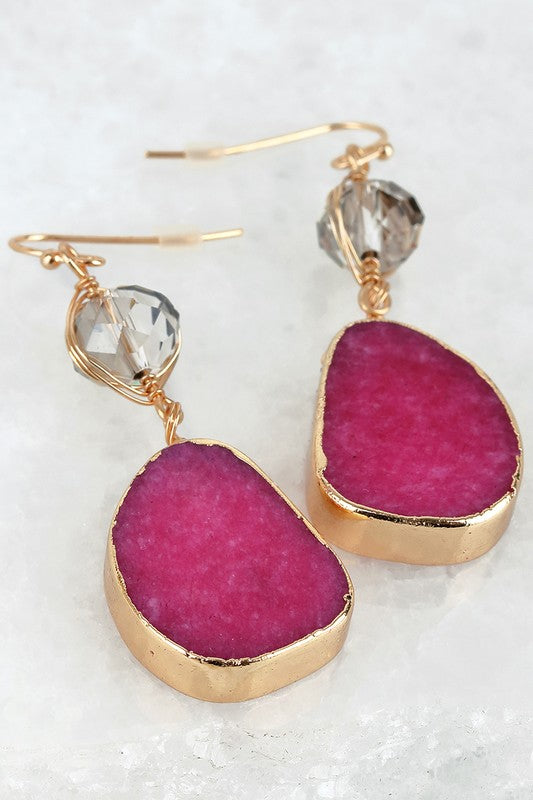 Electroplated Natural Stone Earrings (2 Colors)